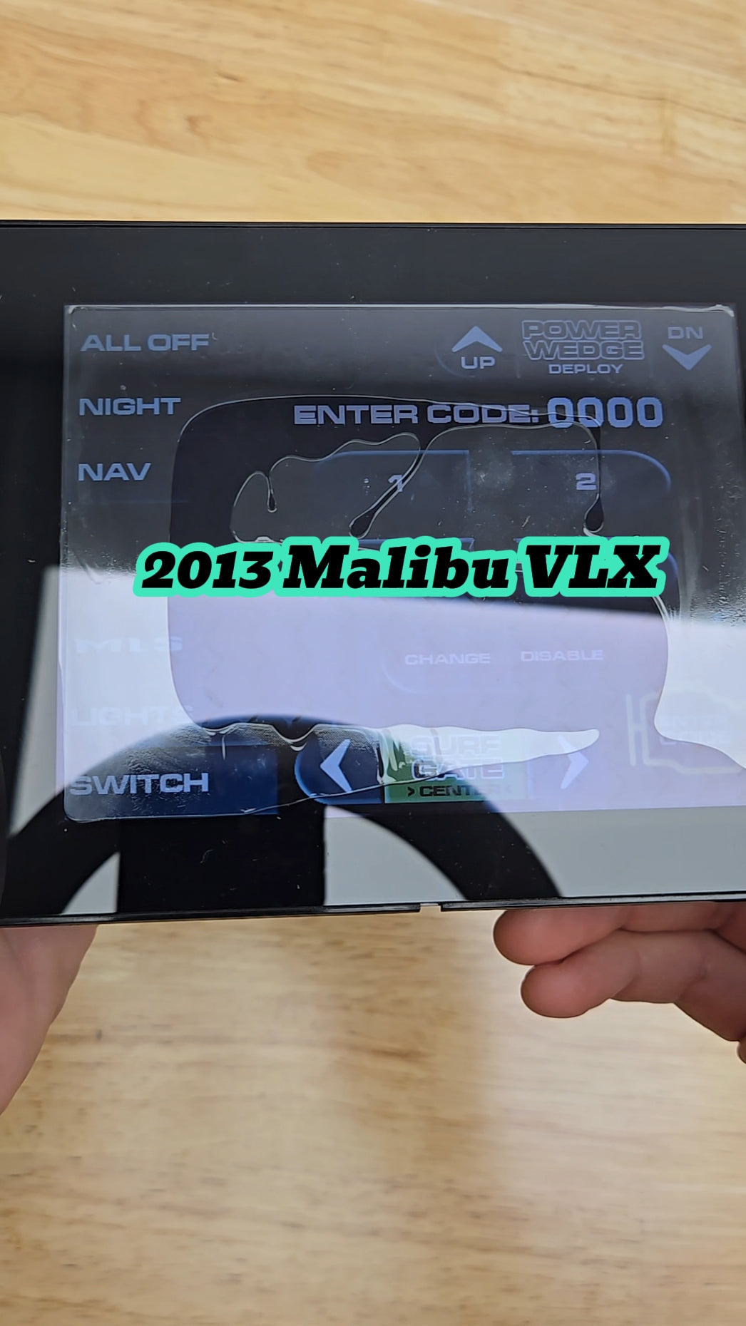 2013 Malibu VLX 6.5 inch Medallion Smart Touch screen showing delamination glue leaking inside