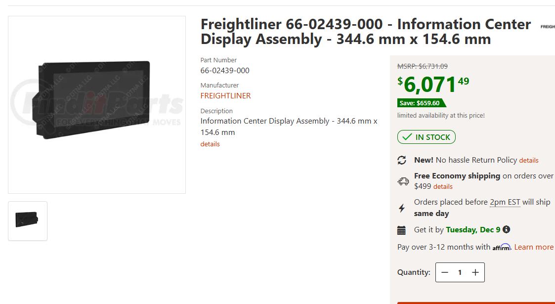 Optiview Screen Freightliner Optiview RV 66-002439-000 – mtc screens