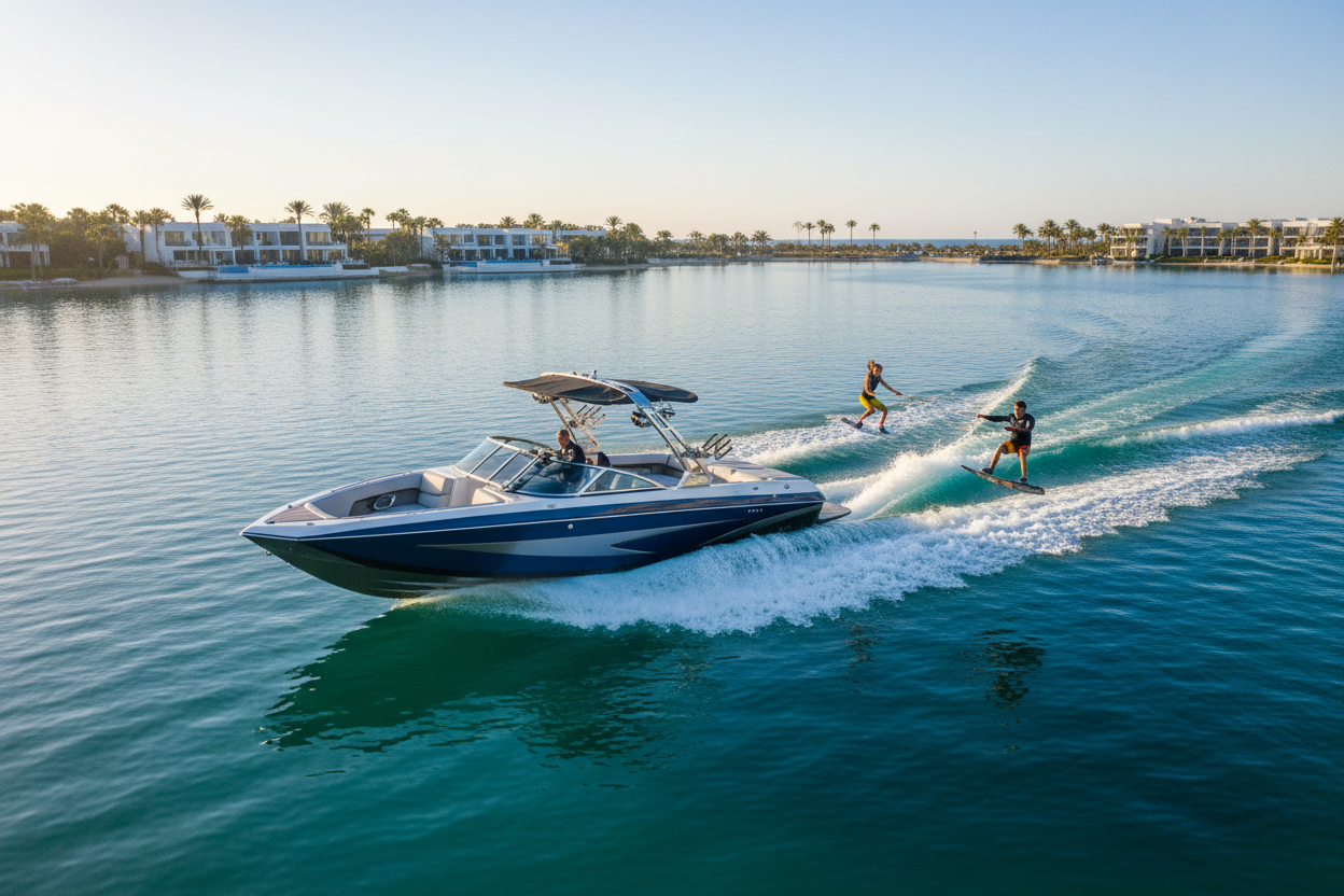 Boat cruising on sunny day